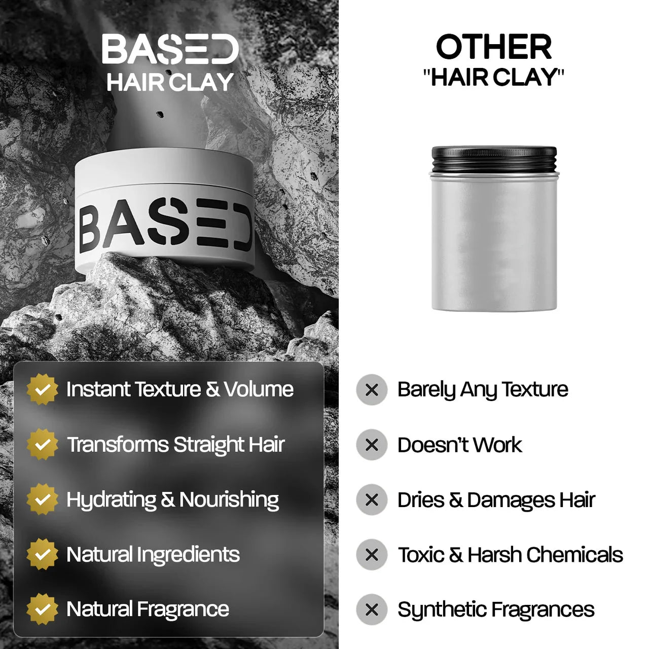 BASED argile coiffante comparaison autres marques